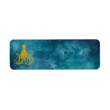 Octopus Gold Leopard Skin Print | Teal Aqua Blue Label by SilverSpiral at Zazzle