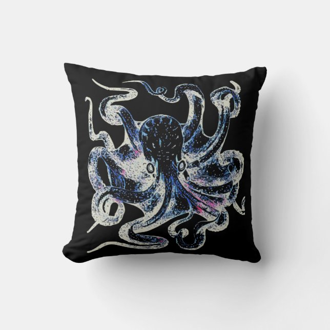 Octopus Graphic Throw Pillow (Front)