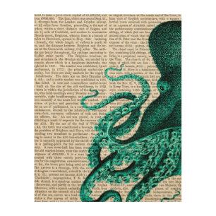 Octopus Green Half Wood Wall Decor