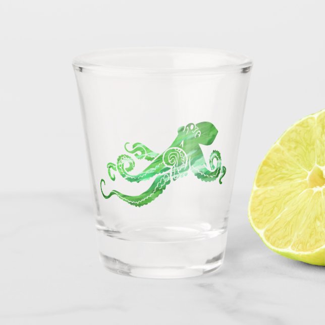 Octopus Green Shot Glass (Front)