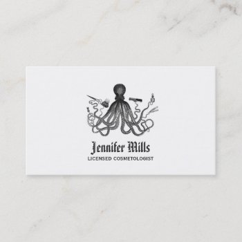 Octopus Hair Stylist Punk Vintage Hairstylist Cool Business Card by hellohappy at Zazzle