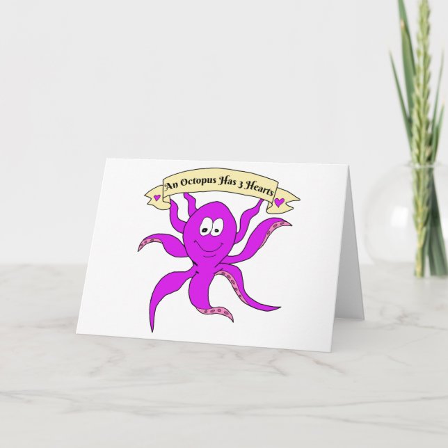 Octopus Hearts Funny Valentine's Day Gift Card (Front)