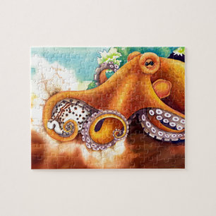 Octopus (He'e) Wrestling with Tiger Cowry Jigsaw Puzzle