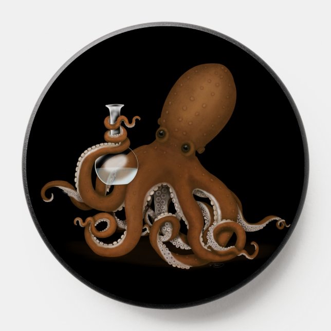 Octopus Holding Chemistry Flask Black  PopSocket (Popsocket)