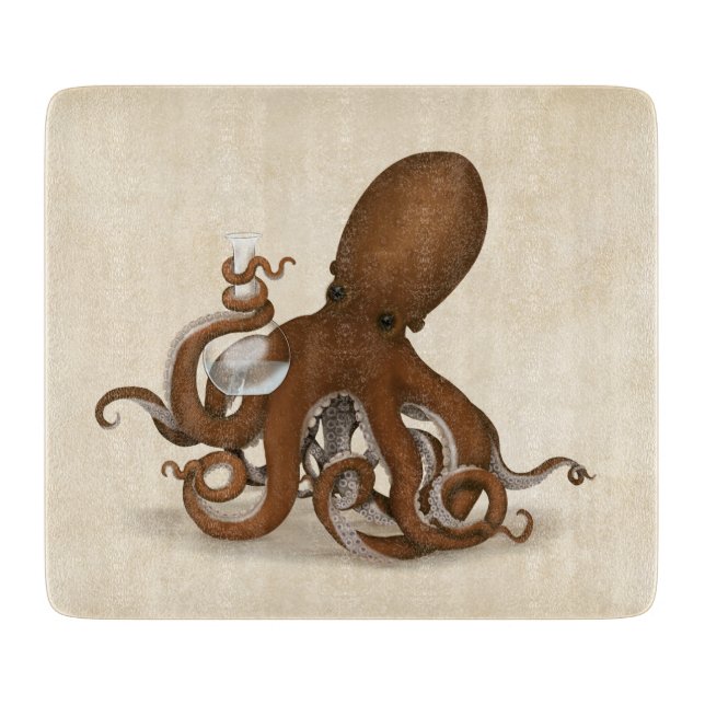 Octopus Holding Chemistry Flask Marine Science Cutting Board (Front)