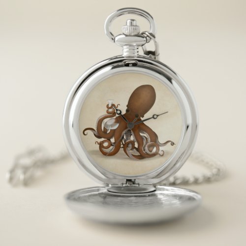 Octopus Holding Chemistry Flask Steampunk Science Pocket Watch