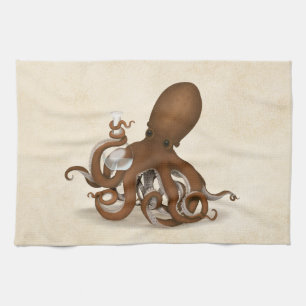Octopus Holding Glass Flask Chemistry Steampunk Ki Kitchen Towel