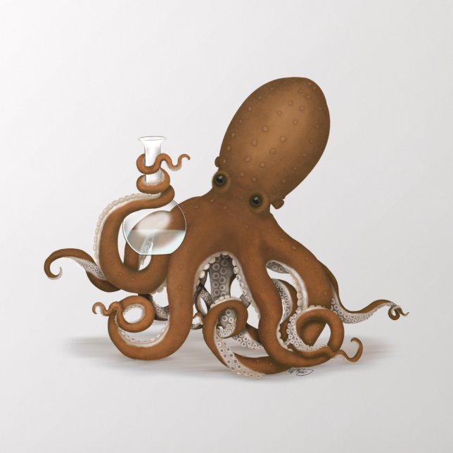 Octopus Holding Glass Flask Chemistry Steampunk Wi Wall Decal (Insitu 2)