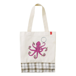 Octopus holding signals I never know where to go Zazzle HEART Tote Bag