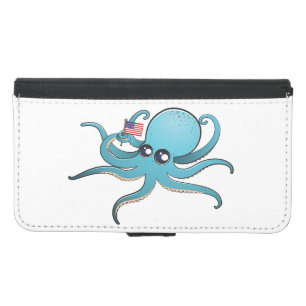 Octopus Holding The American Flag Samsung Galaxy S5 Wallet Case