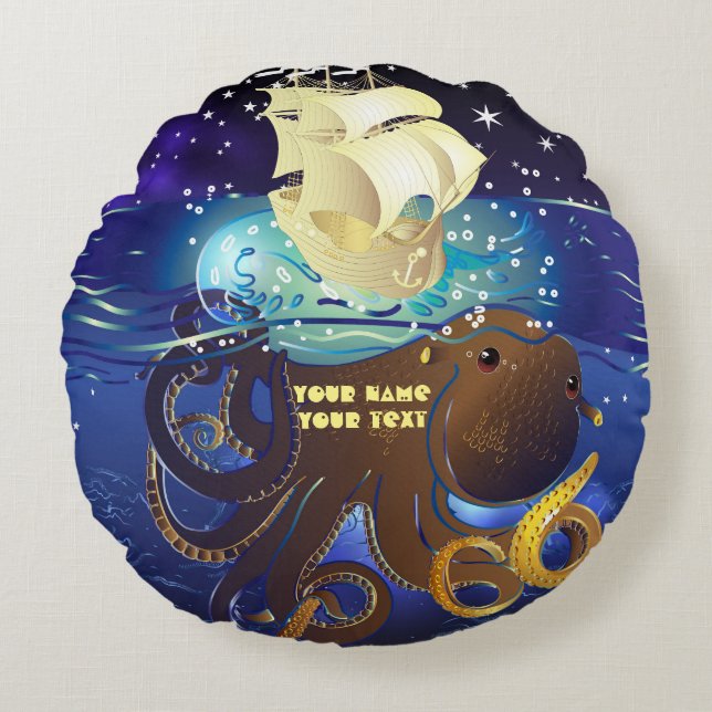 Octopus Huge and Caravella Round Pillow (Front)