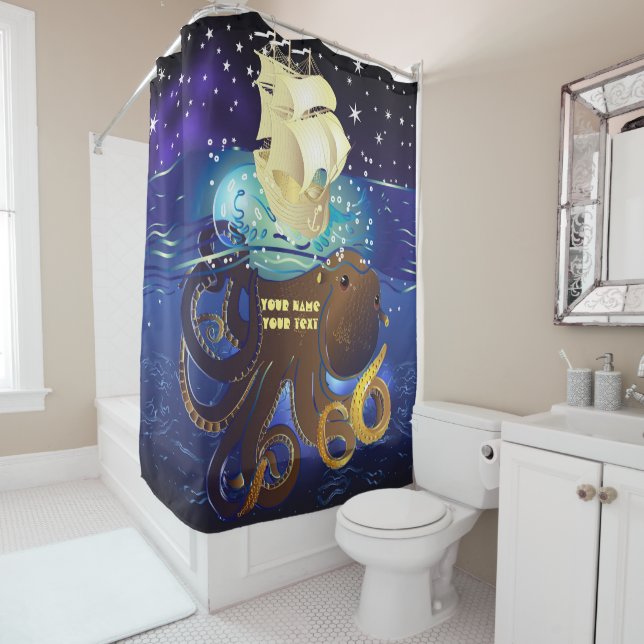 Octopus Huge and Caravella Shower Curtain (In Situ)