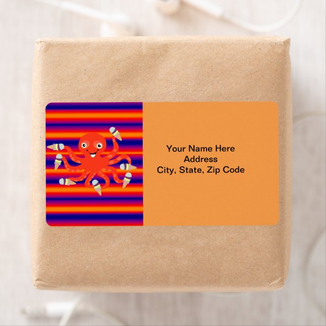 Octopus Ice Cream Stripe Labels (Insitu)