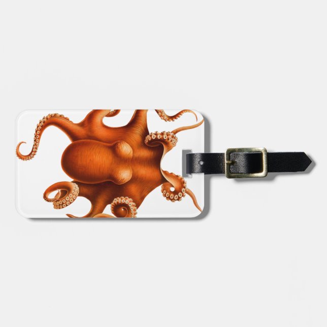 Octopus Illustration (Add Name and Info) Luggage Tag (Front Horizontal)