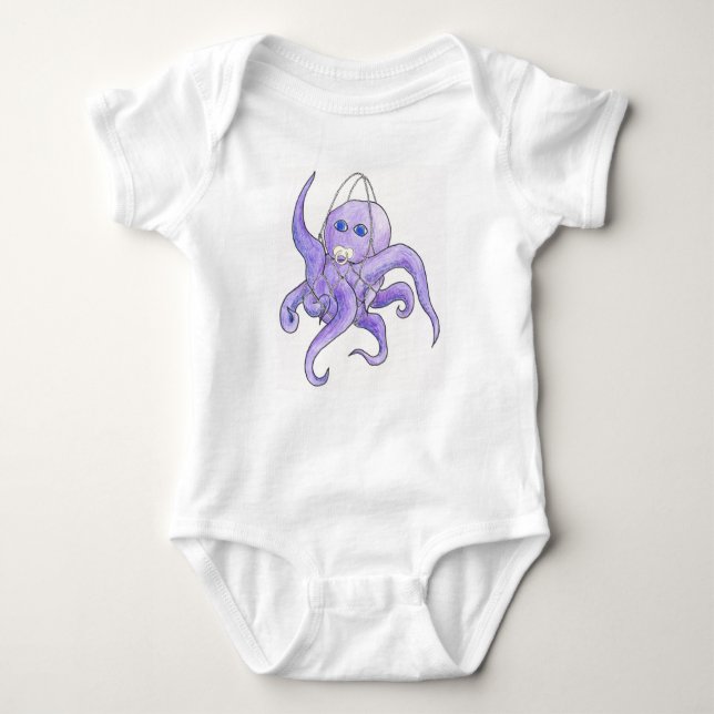 Octopus in a string bag baby bodysuit (Front)