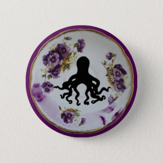 Octopus in a Teacup Saucer ~ Pin Badge Button