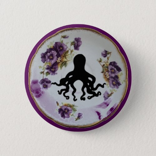Octopus in a Teacup Saucer  Pin Badge Button