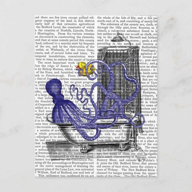 Octopus in Bath 2 Postcard (Front)