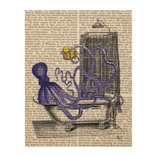 Octopus in Bath Wood Wall Decor