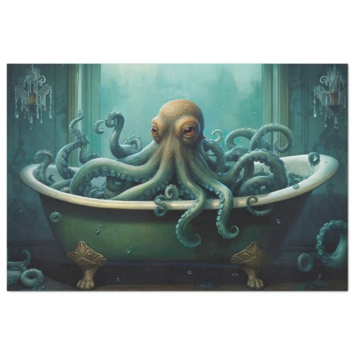 Octopus in Bathtub 1 Decoupage Paper
