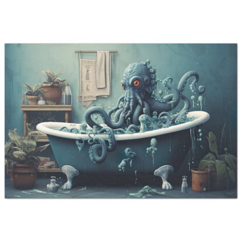 Octopus in Bathtub 3 Decoupage Paper