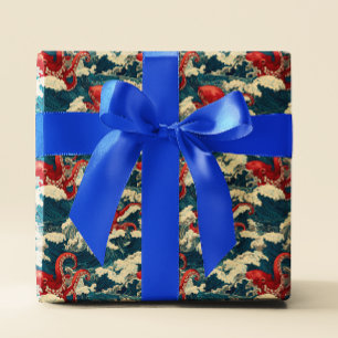 Octopus in Ocean Waves Wrapping Paper
