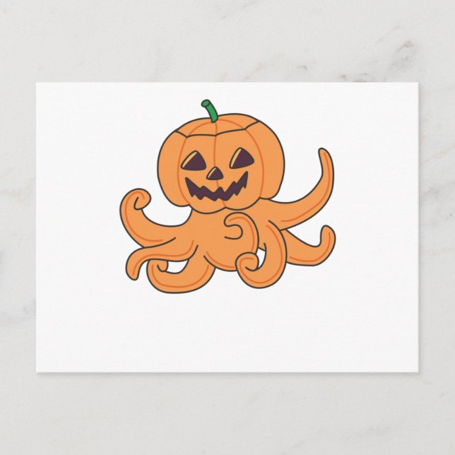 Octopus In Pumpkin Orange Krak Halloween Octopus Postcard (Front)