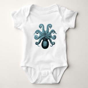 Octopus in Teal Baby Bodysuit