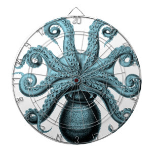 Octopus in Teal Dartboard With Darts