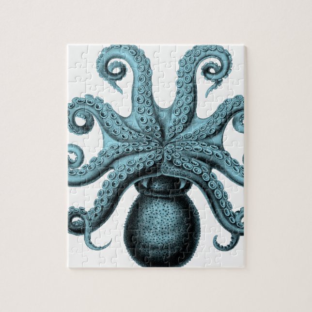 Octopus in Teal Jigsaw Puzzle (Vertical)