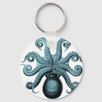 Octopus In Teal Keychain by FaerieRita at Zazzle