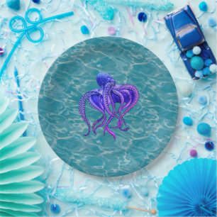 Octopus in water paper plates