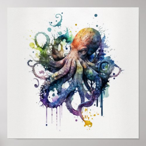 Octopus in watercolor  poster