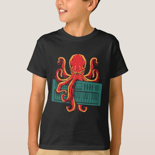 Octopus Japanese Analog Synth Keyboard Synthesizer T-Shirt (Front)
