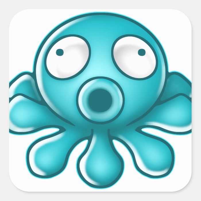 Blue Octopus Japanese Logo Stickers