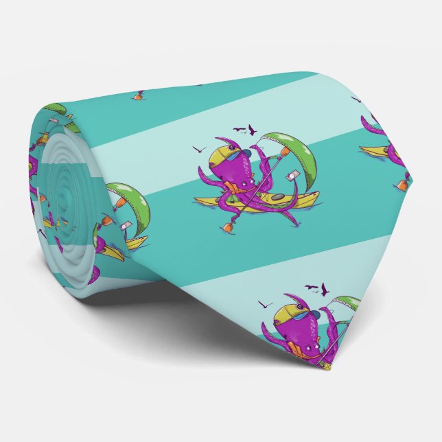 Octopus kayaking SEAKAYAK Neck Tie (Rolled)