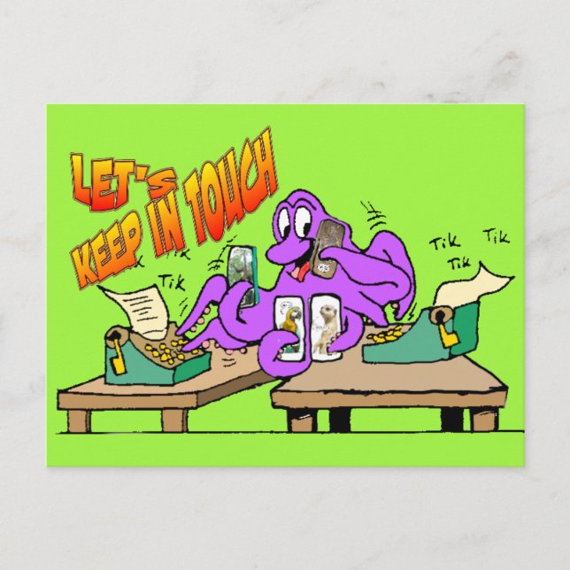 Octopus 'keep in touch' Postcard Customizable (Front)