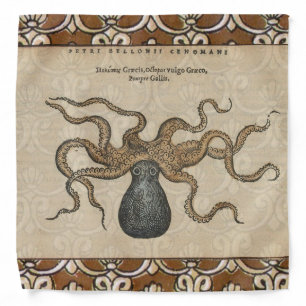 Octopus Kraken Antique Coastal Marine Wildlife Bandana