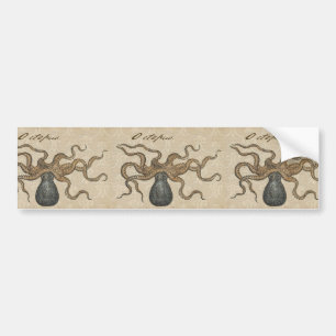 Octopus Kraken Antique Coastal Marine Wildlife Bumper Sticker