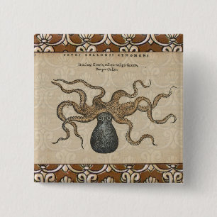 Octopus Kraken Antique Coastal Marine Wildlife Button