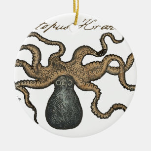 Octopus Kraken Antique Coastal Marine Wildlife Ceramic Ornament