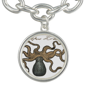 Octopus Kraken Antique Coastal Marine Wildlife Charm Bracelet