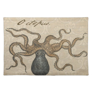 Octopus Kraken Antique Coastal Marine Wildlife Cloth Placemat