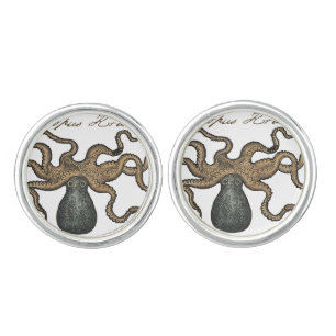 Octopus Kraken Antique Coastal Marine Wildlife Cufflinks