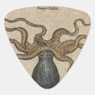 Octopus Kraken Antique Coastal Marine Wildlife Guitar Pick