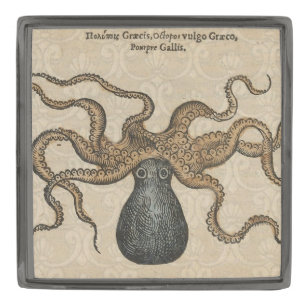 Octopus Kraken Antique Coastal Marine Wildlife Gunmetal Finish Lapel Pin