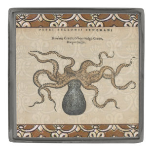 Octopus Kraken Antique Coastal Marine Wildlife Gunmetal Finish Lapel Pin