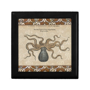 Octopus Kraken Antique Coastal Marine Wildlife Jewelry Box