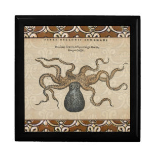 Octopus Kraken Antique Coastal Marine Wildlife Jewelry Box