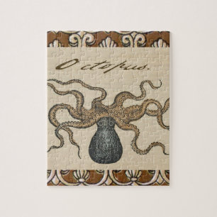 Octopus Kraken Antique Coastal Marine Wildlife Jigsaw Puzzle